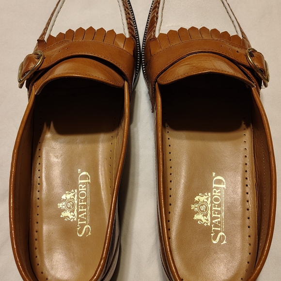 Stafford Executive Comfort Plus Brown & White Leather Kiltie Loafers Size 13 M - Picture 5 of 9